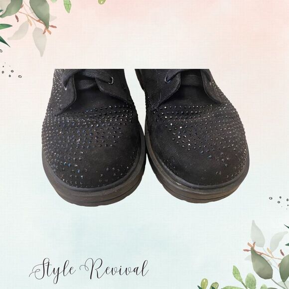 Black Rhinestone Encrusted Combat Boots - Size 8 Girls - Picture 4 of 9